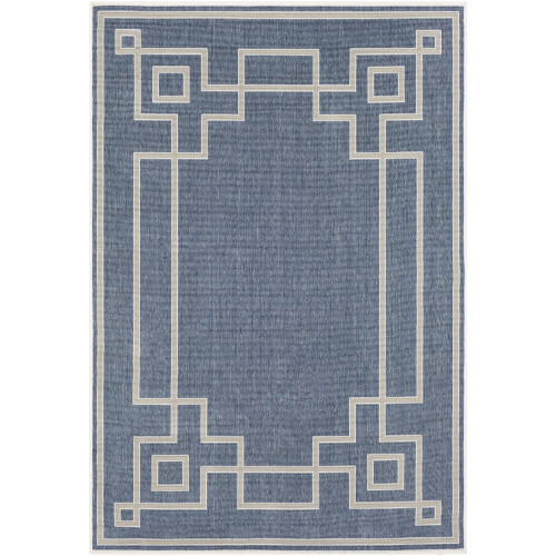 5.9' x 8.8' Charcoal Blue and Taupe Brown Moroccan Style Rectangular Area Throw Rug - IMAGE 1