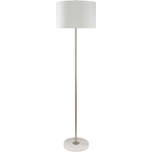 62.5" Contemporary Silver Colored Floor Lamp with White Modified Drum - IMAGE 1