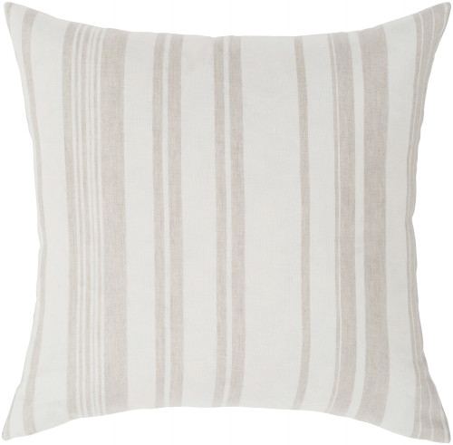 18" Ivory and Beige Striped Pattern Woven Square Throw Pillow - Polyester - IMAGE 1