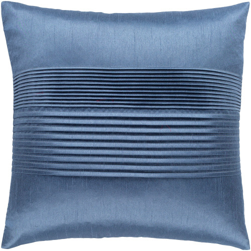 18" Blue Solid Pleated Square Throw Pillow - Poly Filled - IMAGE 1