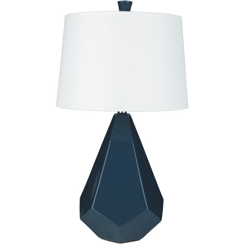 27" Navy Blue Glazed Ceramic Table Lamp with White Polyester Shade - IMAGE 1