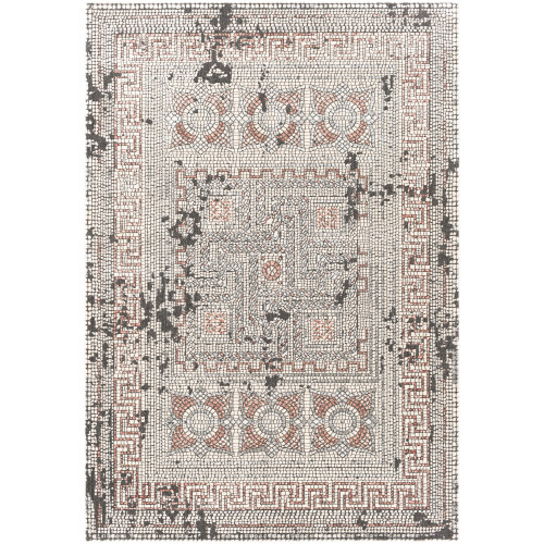 5'3" x 7'3" Mosaic Style Red and Beige Rectangular Area Rug - IMAGE 1