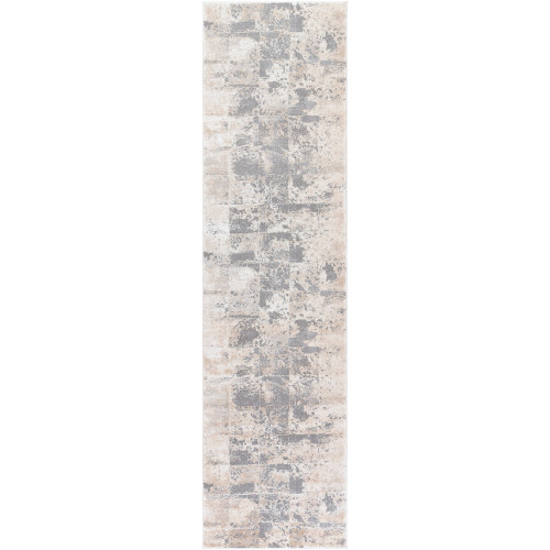 2.5' x 10' Gray and Beige Abstract Style Rectangular Area Throw Rug Runner - IMAGE 1