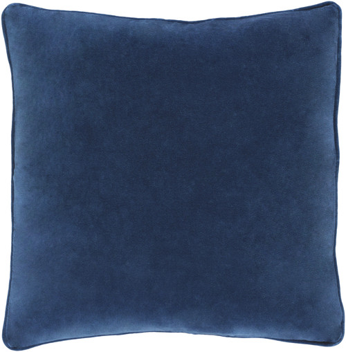 18" Navy Blue Velvet Square Throw Pillow- Down Filler - IMAGE 1