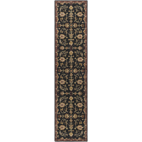 2'3" x 10' Brown and Gray Persian Floral Patterned Rectangular Hand Tufted Rug Runner - IMAGE 1