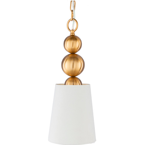 18.5” Antique Gold with White Cotton Shade Hanging Pendant Ceiling Light Fixture - IMAGE 1