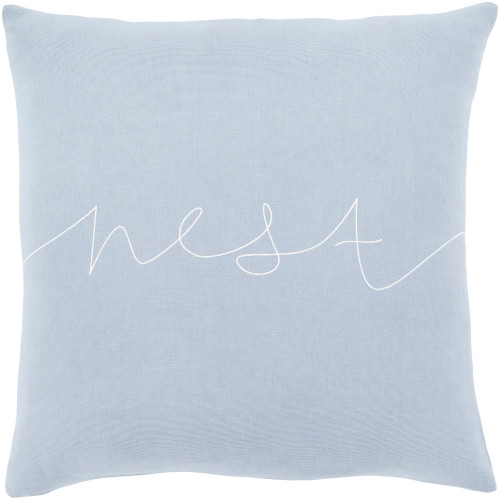 20" Blue and White "Nest" Printed Square Throw Pillow Cover - IMAGE 1