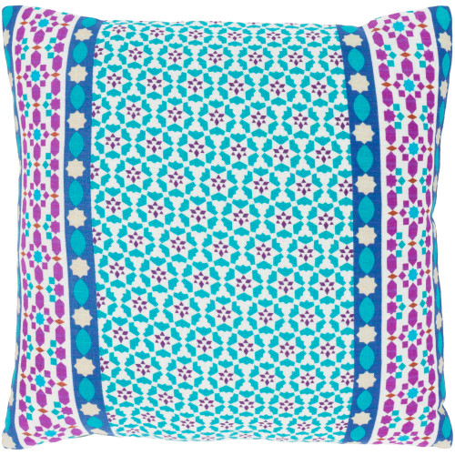 20" Green and Blue Printed Rectangular Woven Throw Pillow Cover with Knife Edge - IMAGE 1