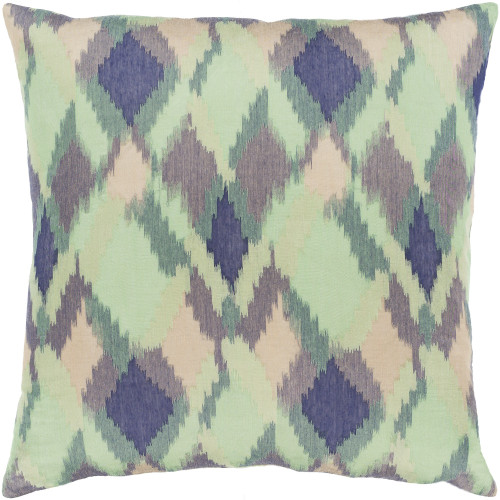 18" Green and Blue Geometric Pattern Square Throw Pillow Cover with Knife Edge - IMAGE 1
