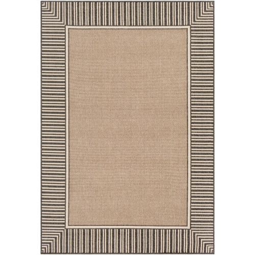 7.25' Solid Brown and Black Square Area Throw Rug - IMAGE 1