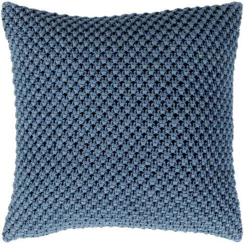 22" Aegean Blue Crochet Patterned Square Throw Pillow Cover - IMAGE 1