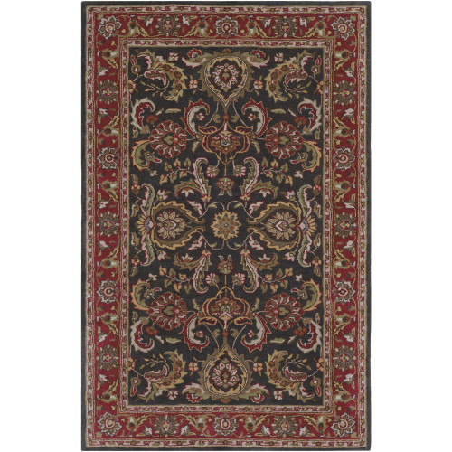 9' x 13' Floral Red and Brown Rectangular Area Throw Rug - IMAGE 1