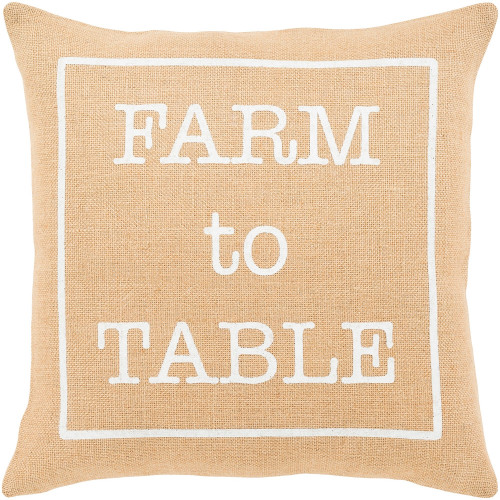 18" Beige and White "Farm to Table" Woven Square Throw Pillow Cover with Knife Edge - IMAGE 1