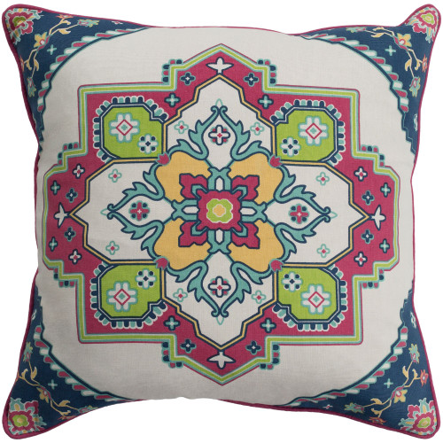 18" White and Red Square Screen Printed Throw Pillow - Down Filler - IMAGE 1
