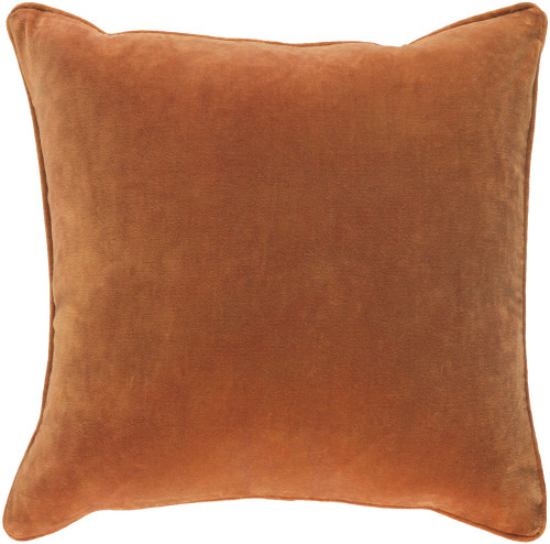 18" Orange Solid Square Throw Pillow Cover with Piping - IMAGE 1
