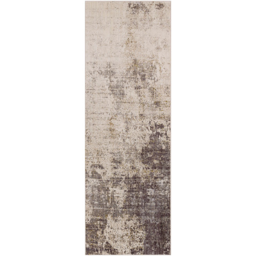 3.25' x 9.1' Vintage Style Beige and Medium Gray Rectangular Area Throw Rug Runner - IMAGE 1