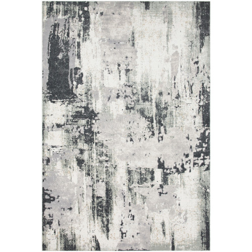 5.25' x 7.25' Distressed Finish Charcoal Black and White Rectangular Area Throw Rug - IMAGE 1