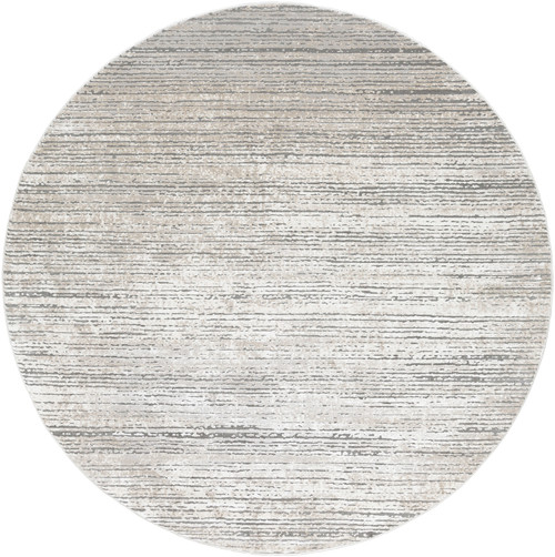 7’10” Distressed Finished Taupe and Ivory Round Polyester Area Throw Rug - IMAGE 1