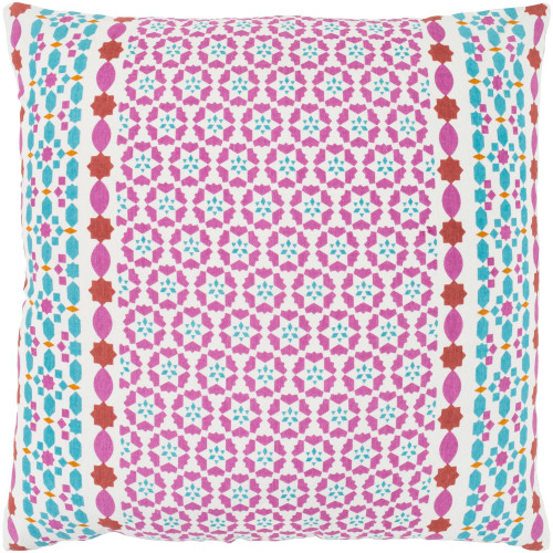 20" Blue and Pink Square Throw Pillow with Knife Edge - Poly Filled - IMAGE 1
