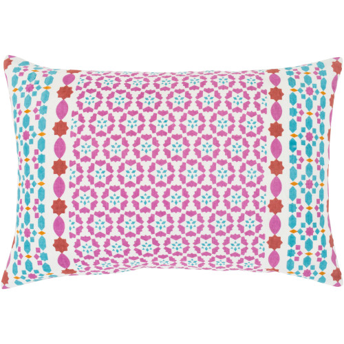 19" Blue and Pink Rectangular Throw Pillow with Knife Edge - Poly Filled - IMAGE 1