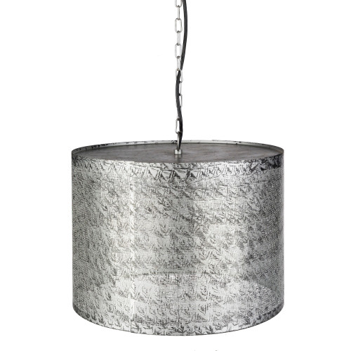16.5" Silver Cylindrical Antiqued Metal Ceiling Lighting - IMAGE 1
