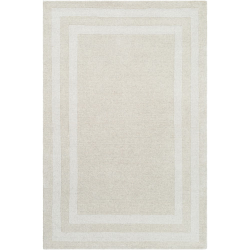 6' x 9' Brown and Ivory with Border Rectangular Hand Tufted Area Rug - IMAGE 1