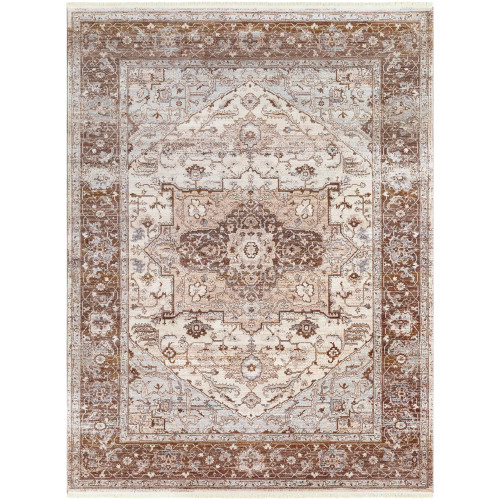 7'10" x 10'3" Brown and Pink Oriental Persian Design Rectangular Machine Woven Area Rug - IMAGE 1