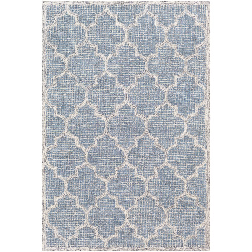 5' x 7.5' Aegean Blue and Beige Clover Patterned Rectangular Area Throw Rug - IMAGE 1