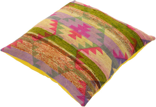 30" Fuschia Pink and Lime Green Contemporary Style Square Throw Pillow - Down Filler - IMAGE 1