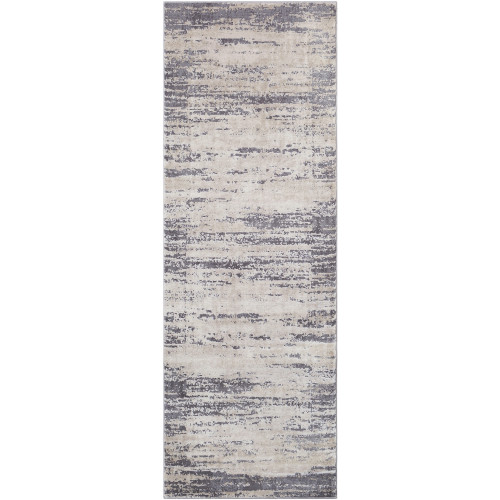 2.5' x 7.5' Gray and Beige Distressed Rectangular Area Throw Rug Runner - IMAGE 1