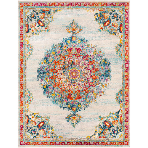 9.25' x 12.25' Distressed Finish Red and Blue Rectangular Area Throw Rug - IMAGE 1