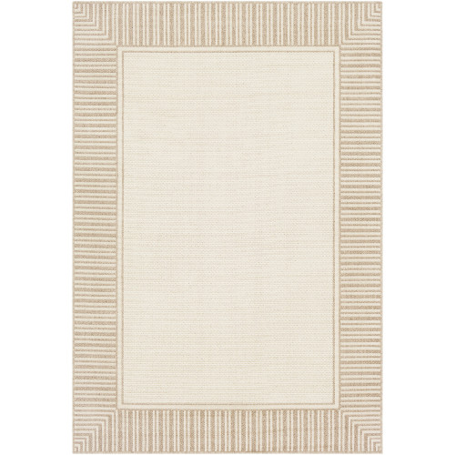 8.8' x 12.8' Geometric Cream and Brown Rectangular Area Throw Rug - IMAGE 1
