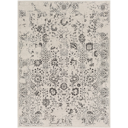 5'3” x 7'3” Distressed Ivory and Gray Synthetic Area Throw Rug - IMAGE 1
