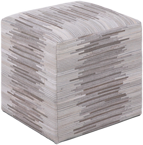 18" Gray and Brown Cubic Shaped Pouf Ottoman - IMAGE 1