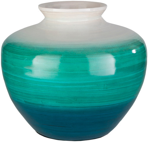 11.5" Blue and White Glossy Finish Bamboo Vase - IMAGE 1