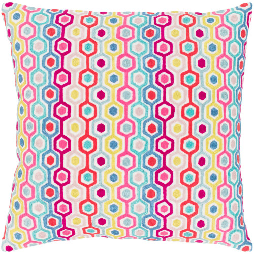 22" Vibrantly Colored Hexagon Pattern Square Throw Pillow Cover - IMAGE 1