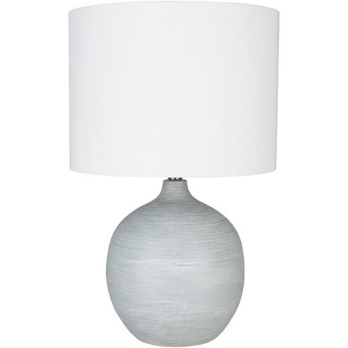 32" Modern Design Style Gray Table Lamp with White Linen Shade - IMAGE 1