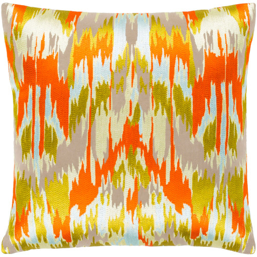 18" Gold Colored and Orange Woven Throw Pillow with Knife Edge - Down Filler - IMAGE 1