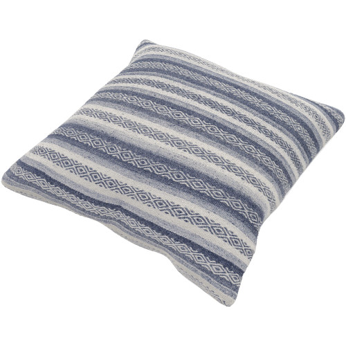 30" White and Blue Geometric Square Throw Pillow Cover - IMAGE 1