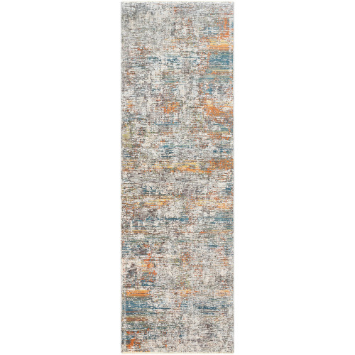 3’3” x 10' Distressed Finished Orange and Gray Area Throw Rug Runner - IMAGE 1