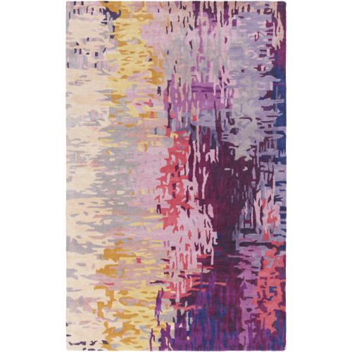 6' x 9' Contemporary Style Purple and Yellow Rectangular Area Throw Rug - IMAGE 1