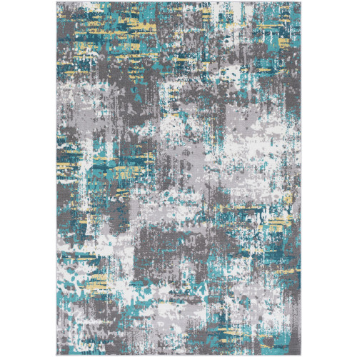 5.25' x 7.5' Abstract Patterned Blue and Green Rectangular Area Throw Rug - IMAGE 1
