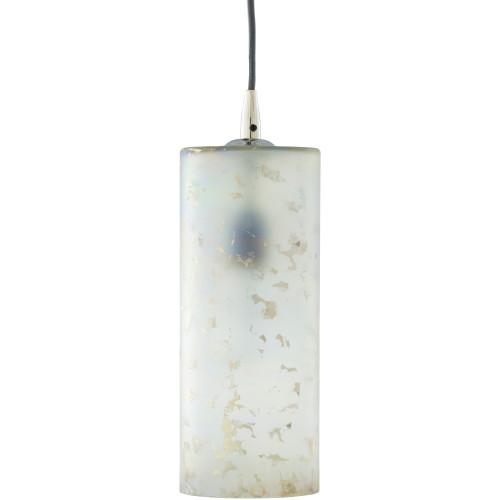 11.5" White Antiqued Polished Translucent Hanging Pendant Ceiling Light Fixture - IMAGE 1