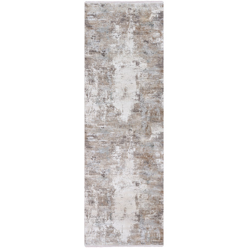 3' x 9.8' Distressed Finish Taupe and Gray Rectangular Area Throw Rug Runner - IMAGE 1