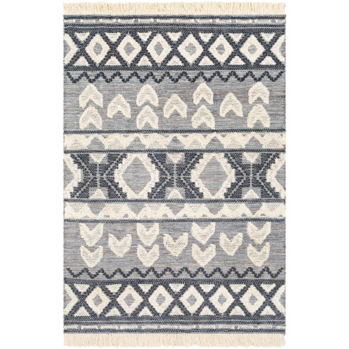 2' x 3' Diamond Patterned Sky Blue and Cream White Area Throw Rug - IMAGE 1