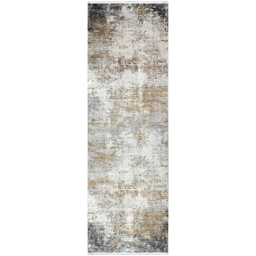 3' x 9.8' Distressed Finish Gray and Taupe Rectangular Area Throw Rug Runner - IMAGE 1