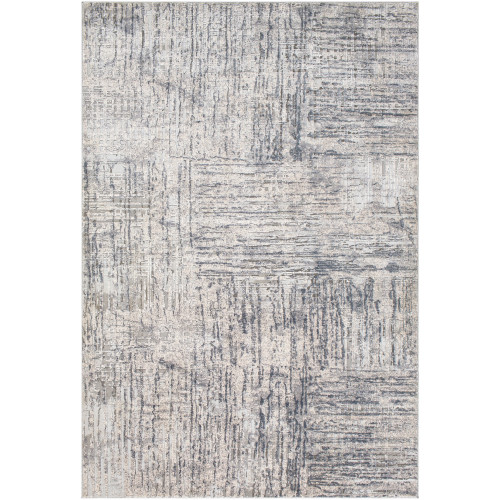 5'3" x 7'3" Distressed Finish Charcoal Black and Ivory Rectangular Area Rug - IMAGE 1