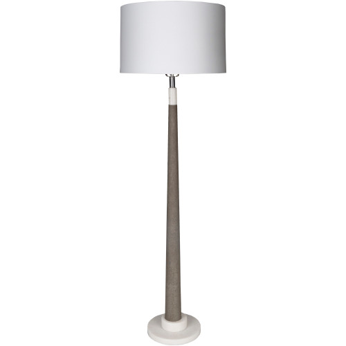 63" Gray Marble Base and Metal Body with White Linen Shade Floor Lamp - IMAGE 1