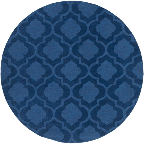 7.75' Moroccan Design Blue Round Area Throw Rug - IMAGE 1