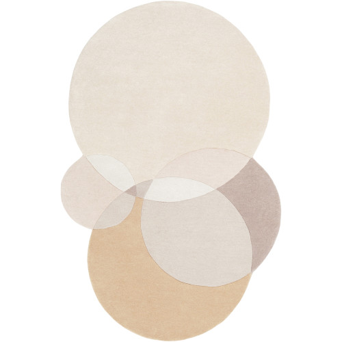 5' x 7.5' Beige and Brown Hand Tufted Area Throw Rug - IMAGE 1